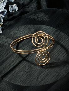 CIZME Women's Y2K Style Arm Cuff Bracelet, Adjustable Stainless Steel Armband, Gold/Silver Feather Arm Cuff, Open Bangle Bracelet - Armband - View 1