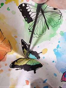 1pc Cartoon Butterfly Pattern Foldable Large Capacity Round Storage Basket With Handle, Multi-Purpose Storage Basket For Nursery, Baby Diaper, Clothes, Accessories, Collapsible Storage Box - Multicolor - View 11