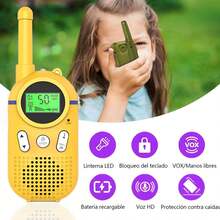 Walkie Talkie para Niños Recargable, Walkie Talkie de Juguete con Linterna y LCD,48 Horas de Tiempo de Trabajo,Comunicación de Larga Distancia de 3 Kilómetros,para Niños de 3 a 12 Años (2PCS/3PCS) - Azul Rosa Amarillo - Ver 3