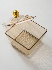 1 Set Transparent/Gray/Brown Square Plate Set, Snack Nut Candy Storage Dish, Luxury Holiday Festive Food Serving Plate Set - Amber - View 10