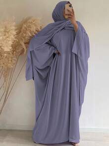 1 件柔软 Hijab Khimar 连衣裙，高品质 穆斯林女性祈祷头巾，伊斯兰服装 Khimar，经典百搭设计，带侧系带，适合任何 Abaya - 彩色 - 查看 3