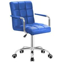 Desk Modern Office Chair With Wheels Vanity Chair PU Leather Mid-Back Rolling Cute For Office, Teen, And Bedroom Desks
