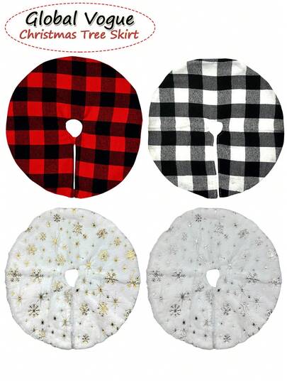 1 pieza Falda de árbol de Navidad de peluche, Falda de árbol de Navidad artificial, Falda de árbol de Navidad mini de lujo con copos de nieve esponjosos, Decoraciones de árbol de Navidad blanco, Decoraciones para el hogar, Decoraciones navideñas, Regalos de Navidad, Decoración navideña