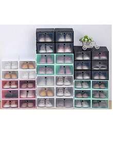 6 piezas cajas organizadoras para zapatos plástico apilable ensamblable organizador transparente práctico almacenamiento calzado hogar espacio vertical adaptable fácil usar - Blanco - Ver 4