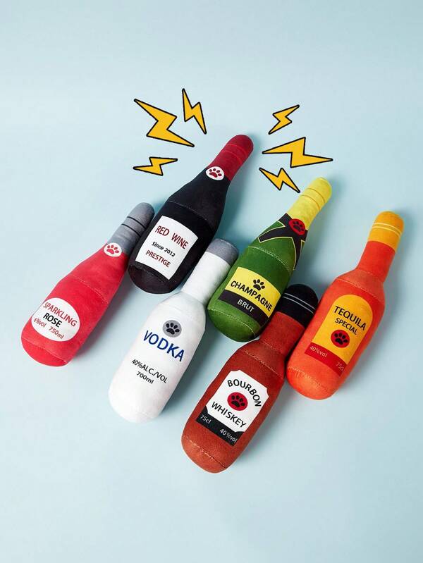 PETSIN Pet Supplies - Plush Wine Bottle Shape Doll For Dogs To Chew & Play With, Available In Multiple Colors (For Pet Use Only)