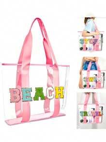 1 件女士大号防水沙滩手提包，防沙泳池旅行度假携带包，带拉链