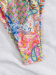 PEPPERMOLLY 全新柔软可调节肩带印花系带优雅派对比基尼套装，夏季海滩时尚女士比基尼 - 淺粉 - 查看 5