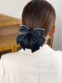 1pc Hair Net With Bowknot For Women, Ideal For Nurse, Air Hostess, Bank Staff Valentine's Day Valentines Hair Clips Hair Claws Hair Slide Hair Barrettes, School Stuff, Elegant, College, Bows, Cute, Hair Accessories, Head Accessories, Hairpin,Summer,Holiday,Travel - 1 Item - View 6