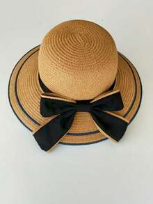 Sombrero de paja multiusos para protección solar y playa, sombrero de playa con ala ondulada y holgado para mujer - Multicolor - Ver 3