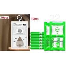 10Pcs/Set Wardrobe Moisture Absorbent Bags, Hanging Dehumidification Bags Anti-Mold And Moisture-Proof Bags, Suitable For Kitchen, Bathroom, Cabinet, Wardrobe, Shoe Cabinet, Car, School, Office, Home, Dormitory, Travel, Home Decoration, Christmas Note: Each Package Contains 50g Of Content ,Dehumidifier For Home