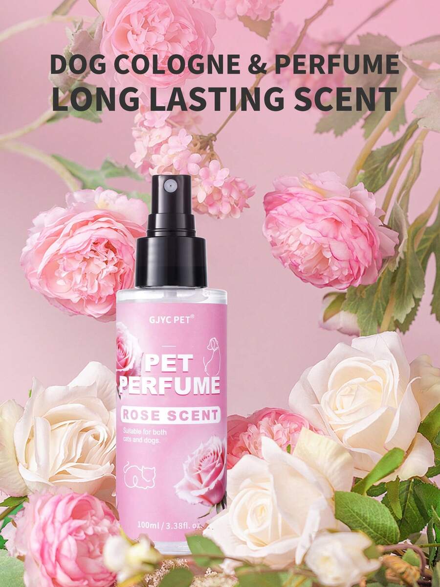 GJYC PET Salon Scents 古龙水 - 持久天然玫瑰香味狗猫除臭剂（1 包，3.38 液量盎司） - 专业级香水 - 粉色 - 查看 1