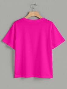Playera estampada grafico corazones colores animal print moderna primavera verano Letras  Casual diario casa - Rosa Fucsia - Ver 2