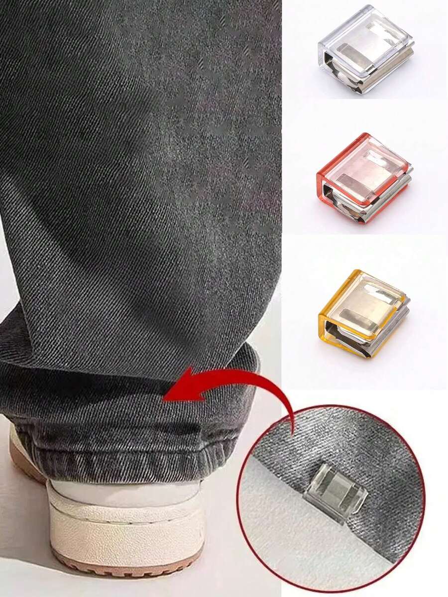 2/4pcs Denim Hem Clips, Chest Protector Tool, Buttonless Adjustable Pants Clips, Pants Length Adjuster - Multicolor - View 1