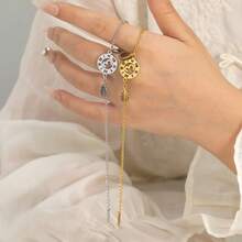 1 件时尚罗马数字和叶脉不锈钢手链