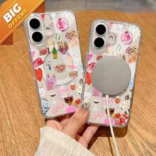 Stylish And Simple Vibrant Stickers 16/15/14/13/12/11 ProMax/Plus With Magnetic Transparent TPU Compatible With Wireless Charging None-Piece Feel No Yellowing Multiple Color Options Festive Designs Valentine's Day Advanced Tech Black - Clear - View 3