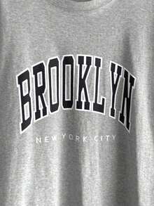 2026 Women's ClothesDAZY Letter Graphic Drop Shoulder Tee Oversized T-Shirt StreetwearLoose And Comfortablesummer Shirts - Green - View 11