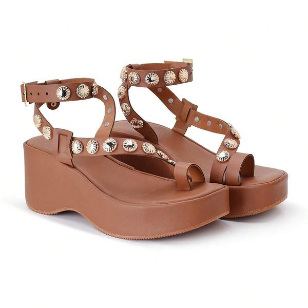 Sandália Anabela Feminina Papete Plataforma Elegante