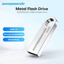 Supersonic 超音速USB闪存盘 16GB 32GB 64GB 128GB USB2.0 U盘 金属U盘 外置存储棒 适用于PC - 銀色 - 查看 12