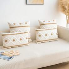 1pc Geometric Pattern Tufted Cushion Cover Without Filler, Modern Throw Pillow Case, For Sofa, Living Room