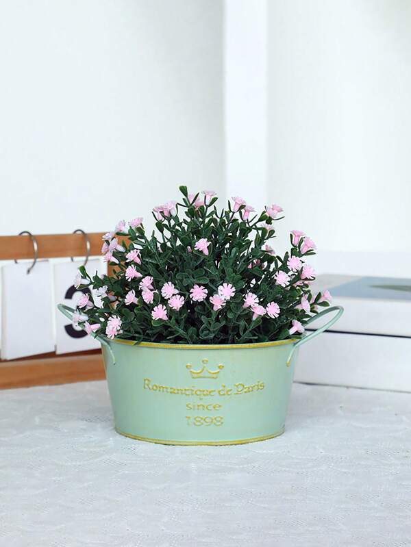 Pot de fleurs vintage usé, pot de plante en fer, pot pour plante succulente, seau décoratif avec couronne, ornement pour plante verte