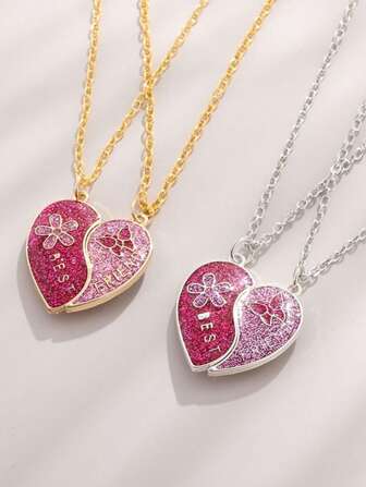 2 piezas Nuevo collar magnético de mejores amigos con colgante de mariposa colorida, joyería de moda para mejores amigas