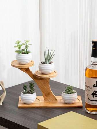 1pc Desktop Multi-Layer Succulent Flower Stand, Living Room Office Balcony Green Plant Display Rack, Thickened Tree Branch Decor Outdoor Decor