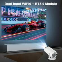 Proyector Portátil para Películas | Ajuste Automático y Rotación 180° | Pantalla Grande Inalámbrica (WiFi 6/5.2) | Android 11 Integrado | Fácil Conexión con Móviles | Diversión Sin Límites en Casa - Blanco - Ver 4