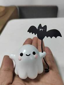 1 pieza Decoración linda de fantasma de Halloween de 3.15 pulgadas, decoración de fantasma con murciélago, adecuado para decoración de Halloween, decoración de mesa, sala de estar, dormitorio, estudio, decoración de habitación, decoración del hogar para festividades