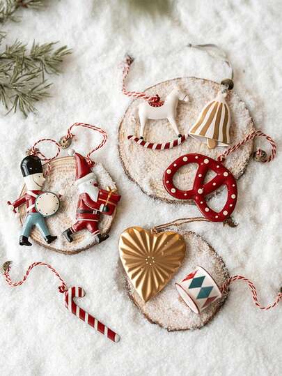 1pc Nordic Christmas Decoration XMAS Tree Hanging Ornament Santa Claus Angel Nutcracker Pentagram Elf Bells Snowman Double-Sides Iron Art Ornament Xmas Home Room Party Decor Holiday Hanging Pendant Christmas Tree Ornament Home Decor Christmas Decorations Room Decor Christmas Decorations Home Christmas Gifts Christmas Decor