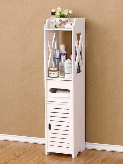 1pc Toilet Storage, Small Bathroom Storage For Half Bathroom, Small Bathroom Storage For Tiny Spaces, Little Shelf For Bedroom, Narrow Toilet Paper Cabinet For Restroom