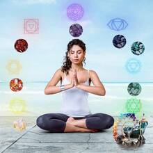 Quemador de incienso de flujo inverso de cerámica con 7 chakras y árbol de cristal - Decoración de yoga y meditación - Azul - Ver 2