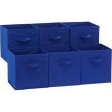 Basics - Cubos de almacenamiento plegables de tela con asas, 10.5 x 10.5 x 11 pulgadas, color gris, paquete de 6 - Beis - Ver 7