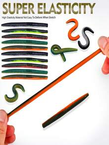 TACKLEPIONEER (10pcs/Pack) Lure | Noodle Worm | Earthworm Bait | The Black Pit Slowly Descends And Slowly Settles Into The Lead Lead-Free | Bass - Blackfish - Inverted Lure Bait - Multicolor - View 3