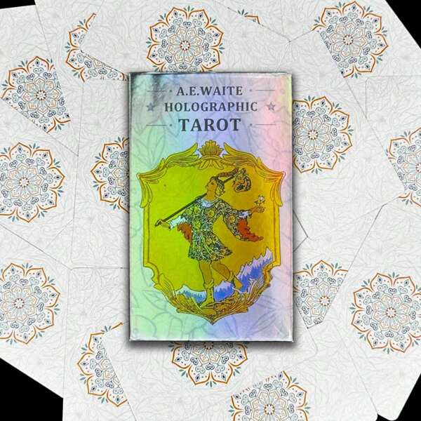 Baraja de Tarot Rider Waite Holográfica de Cartas Arcoíris, Tarjetas Flash de Radiación de Radio, Adivinación y Oráculo de la Fortuna (Guía en PDF)