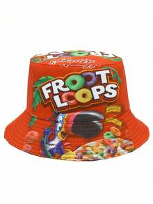 卡通食物印花双面渔夫帽，男女通用户外休闲轻便渔夫帽 - A - 查看 14