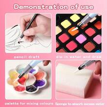 36-Color Metal Box-Encased Creative Multi-Color Solid Watercolor Pigment Set, For DIY Hand-Painted Watercolor, Greeting Cards, Gift Decoration, Party Favors, Card Making, Stationary Supplies,  A Color Painting Toolkit (Watercolor Paper, Pencil, Watercolor Pen And Fountain Pen) - 36水彩黑色 - 查看 7