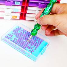符合人体工程学的钻石画艺术钻珠点笔套装，带细线不锈钢金属笔头滚筒工具配件 - 彩色 - 查看 6