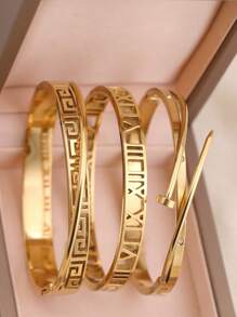 18K 镀金不锈钢可叠戴手链，链条和四叶草设计，时尚女士款式，适合休闲、派对、节日、生日、婚礼、情人节礼物、妈妈、母亲、母亲节、礼物 - B款式 - 查看 12