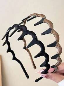 2条装女士高冠波浪发箍，防滑发夹，发带，发圈，之字形发箍，甜美个性简约复古Y2K优雅，适合日常佩戴，发饰，配饰，女士发饰，女士发饰，发饰，Y2K，情人节