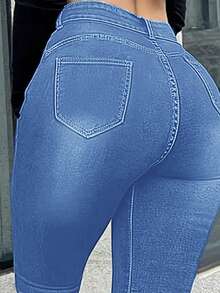 Women's Stretch Skinny Jeans Pants With Multi-Breasted Design, Built-In Zipper And Button, Suitable For Casual Sportswear, Sexy And Casual. - 淺色水洗藍 - 查看 5