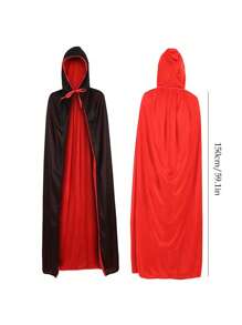 1 件黑红色双面巫师死亡斗篷万圣节表演服装黑色斗篷