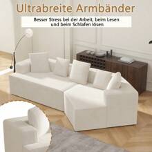 Divano angolare 3 posti, divani da soggiorno con 5 cuscini, divano componibile in velluto a coste senza struttura, divano compatto per soggiorno, studio