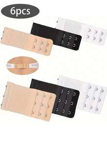 6 extensores de sutiã femininos, extensão elástica ajustável para alça de sutiã, acessórios macios para roupa íntima, cores sortidas, ajuste confortável - Multicolorido - Ver 9