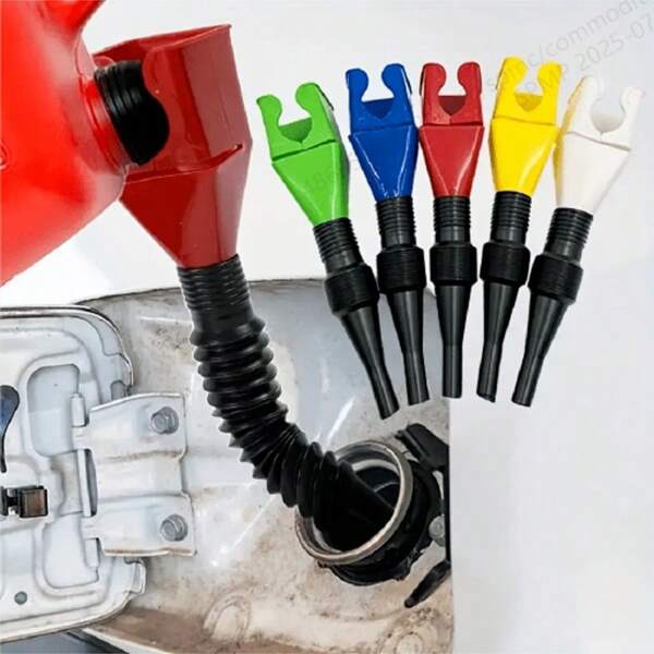 Embudo de clip conveniente, embudo de boca gruesa para gasolina/aceite con clip de manos libres, tubo suave telescópico plegable para reabastecimiento de motocicleta/automóvil, herramienta de emergencia para autoconducción