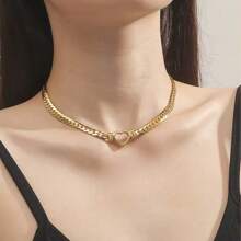 Conjunto de collar y pulsera de acero inoxidable chapado en oro de 18k, joyería de moda