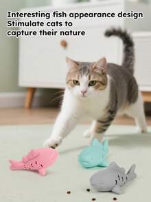 耐用硅胶互动猫狗玩具，带鱼形零食投放器 | 耐啃咬设计，可隐藏零食，磨牙娱乐，适合小型宠物，益智训练，无需电池