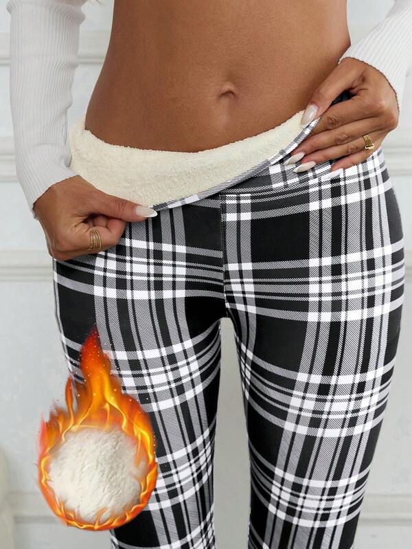 Eleganckie, ciepłe legginsy damskie, rozciągliwe, modne, dopasowane spodnie termoaktywne z wysokim stanem, zimowe