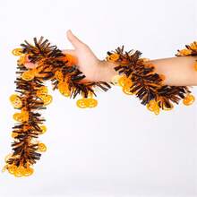 78.74 Inch Halloween Ribbon Wreath With Orange Pumpkin, Black Spider And Purple Bat - Indoor Outdoor Decor, Home And Tree Decoration, Halloween Decor