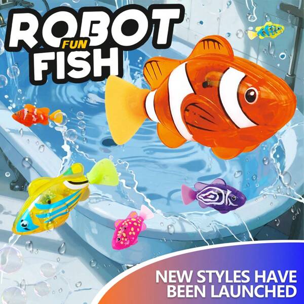 1/2/4 Piezas Juguetes de Peces Electrónicos para Adolescentes, Niños, Niñas, Juegos Infantiles, Juguetes de Baño de Verano, Juguetes para Mascotas, Peces Robot que Nadan con Luz LED, Juguetes para Piscina y Bañera, Regalos Interesantes, Regalos de Cumpleaños Únicos, Juegos de Viaje para Niños (Blíster, Incluye 2 Baterías de Repuesto)