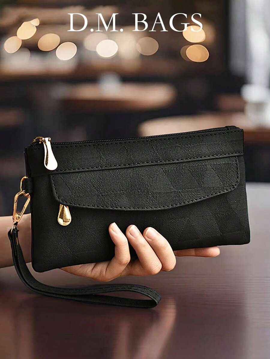 New Women Casual Versatile Handbag, Fashion Simple Commuter Wallet Purse Phone Pouch, Korean Zipper Small Square Bag, Horizontal Middle-Aged Mom Tote Bag For Shopping